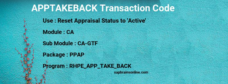 SAP APPTAKEBACK transaction code