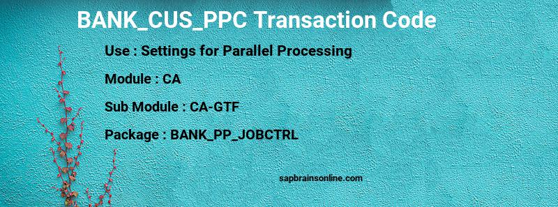 SAP BANK_CUS_PPC transaction code