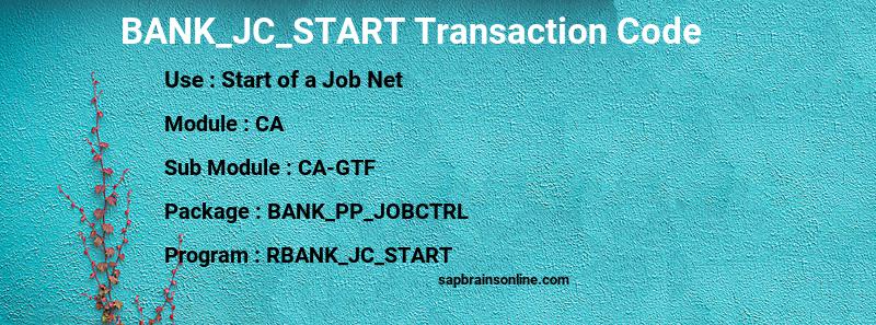 SAP BANK_JC_START transaction code