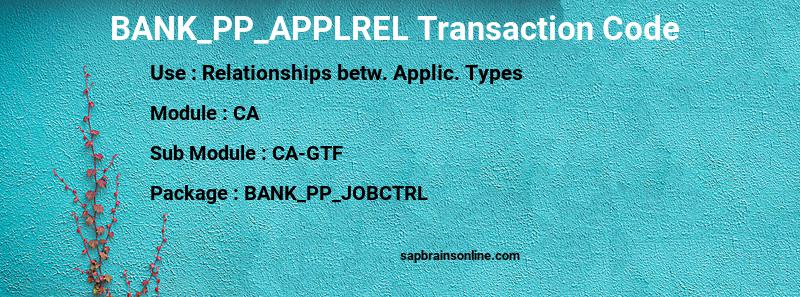 SAP BANK_PP_APPLREL transaction code