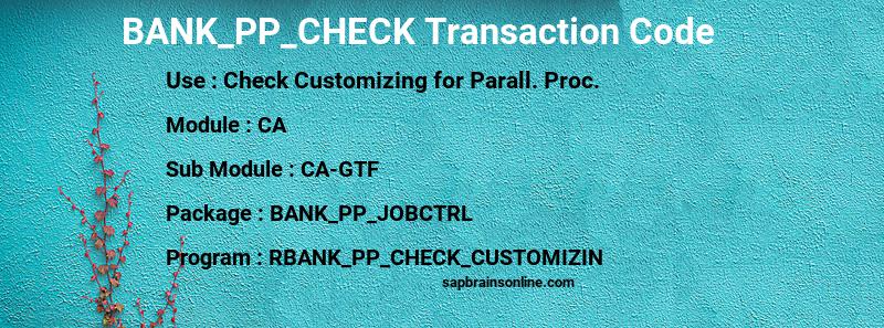 SAP BANK_PP_CHECK transaction code