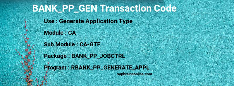 SAP BANK_PP_GEN transaction code
