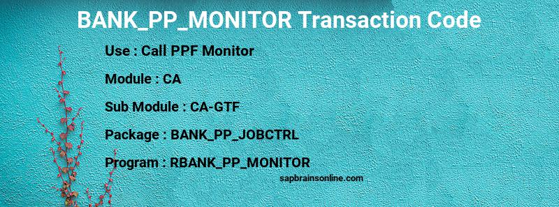 SAP BANK_PP_MONITOR transaction code