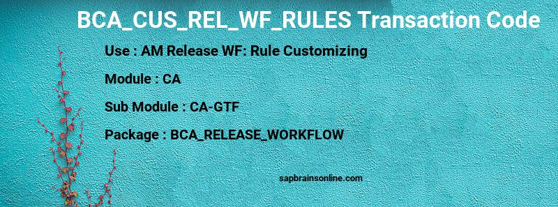 SAP BCA_CUS_REL_WF_RULES transaction code