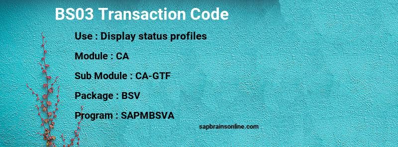 SAP BS03 transaction code