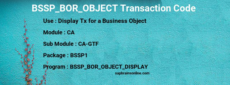 SAP BSSP_BOR_OBJECT transaction code