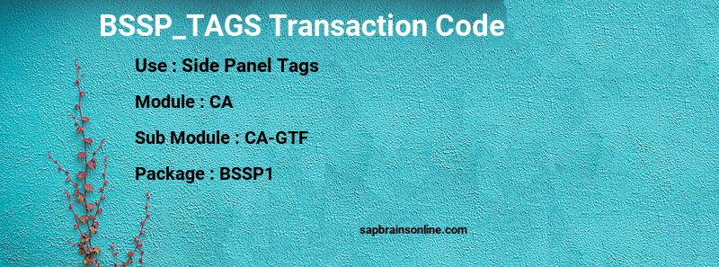 SAP BSSP_TAGS transaction code