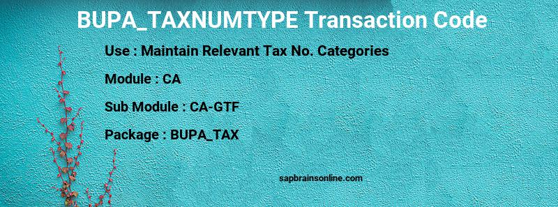 SAP BUPA_TAXNUMTYPE transaction code