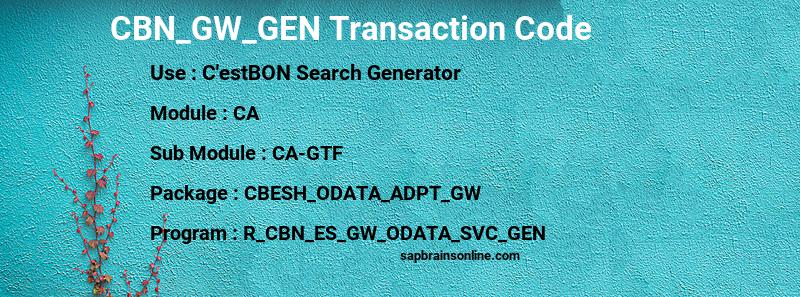 SAP CBN_GW_GEN transaction code