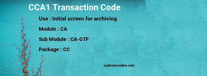 SAP CCA1 transaction code