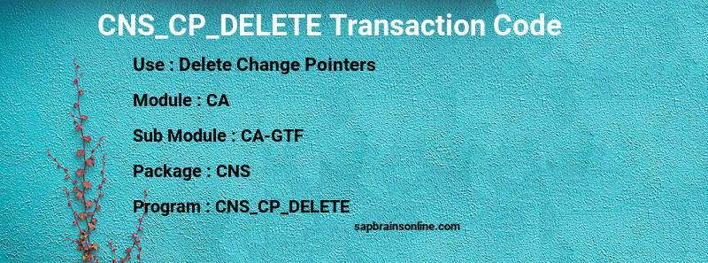 SAP CNS_CP_DELETE transaction code