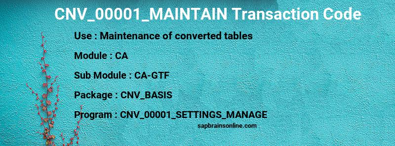 SAP CNV_00001_MAINTAIN transaction code