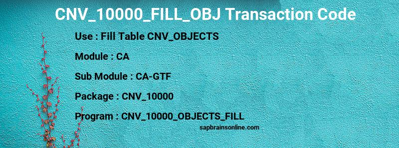 SAP CNV_10000_FILL_OBJ transaction code