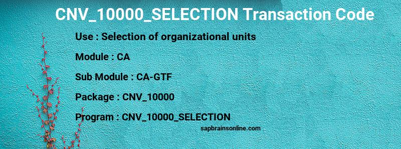 SAP CNV_10000_SELECTION transaction code