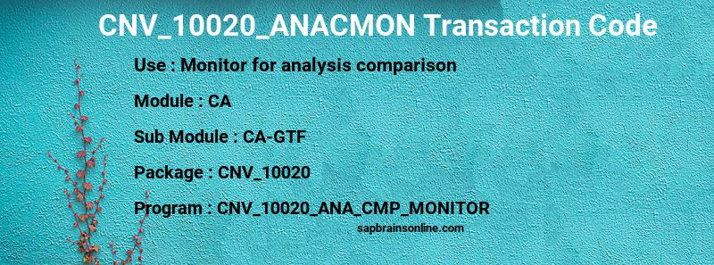SAP CNV_10020_ANACMON transaction code