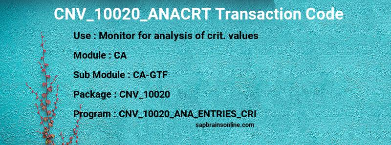 SAP CNV_10020_ANACRT transaction code