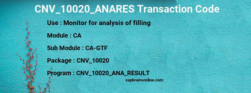 SAP CNV_10020_ANARES transaction code