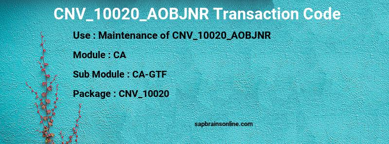 SAP CNV_10020_AOBJNR transaction code
