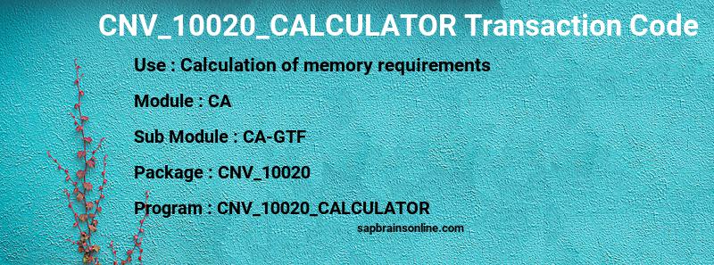 SAP CNV_10020_CALCULATOR transaction code