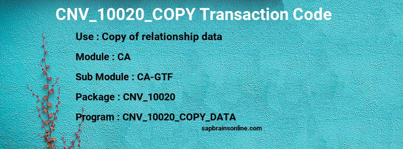 SAP CNV_10020_COPY transaction code