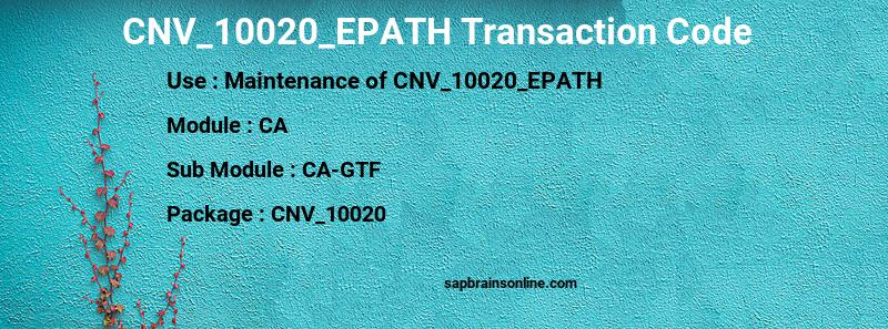 SAP CNV_10020_EPATH transaction code
