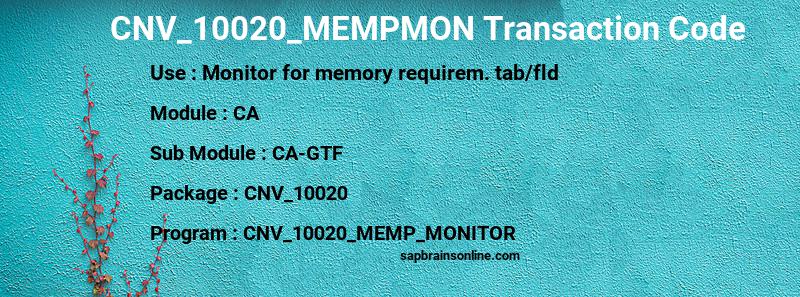 SAP CNV_10020_MEMPMON transaction code
