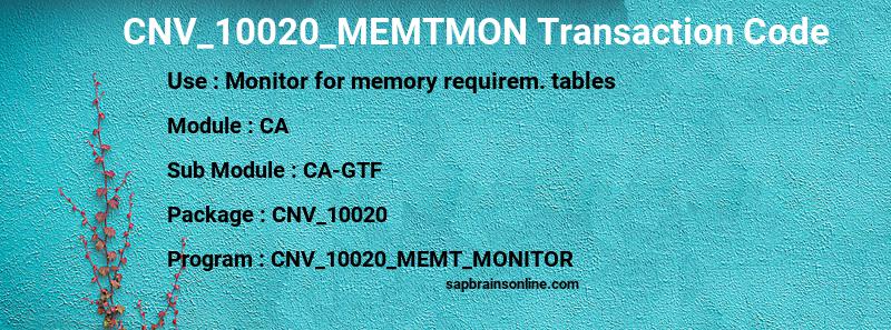 SAP CNV_10020_MEMTMON transaction code