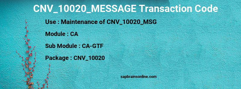 SAP CNV_10020_MESSAGE transaction code