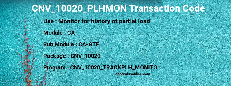 SAP CNV_10020_PLHMON transaction code