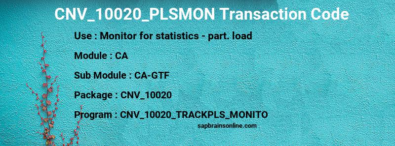 SAP CNV_10020_PLSMON transaction code