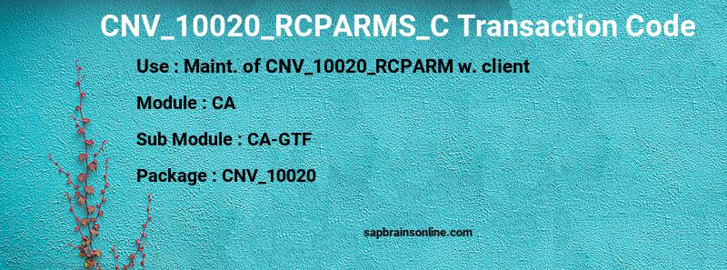 SAP CNV_10020_RCPARMS_C transaction code