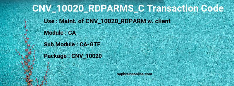 SAP CNV_10020_RDPARMS_C transaction code