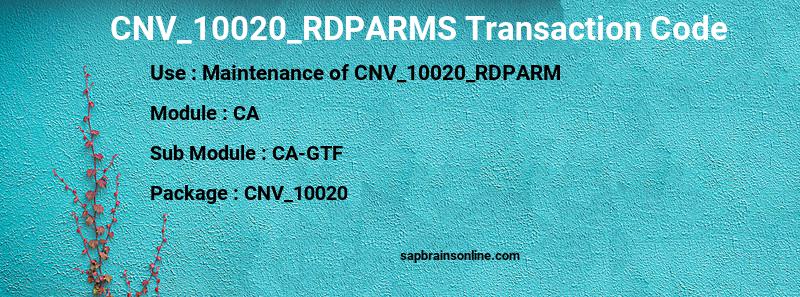 SAP CNV_10020_RDPARMS transaction code