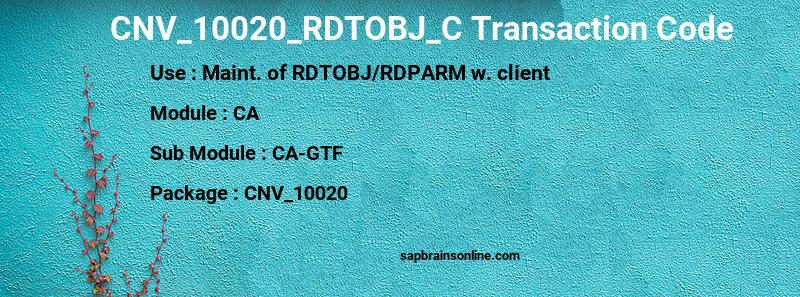 SAP CNV_10020_RDTOBJ_C transaction code