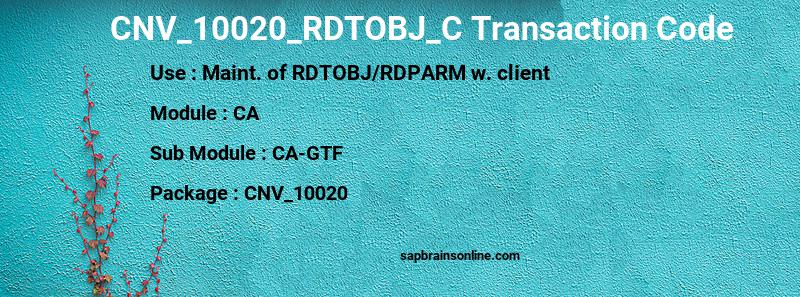 SAP CNV_10020_RDTOBJ_C transaction code