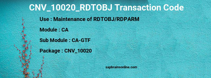 SAP CNV_10020_RDTOBJ transaction code