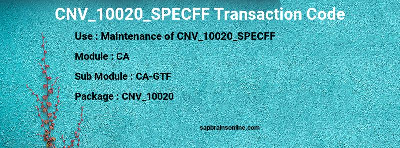 SAP CNV_10020_SPECFF transaction code