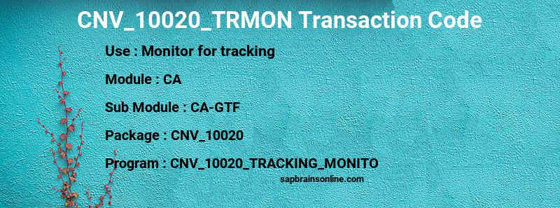 SAP CNV_10020_TRMON transaction code