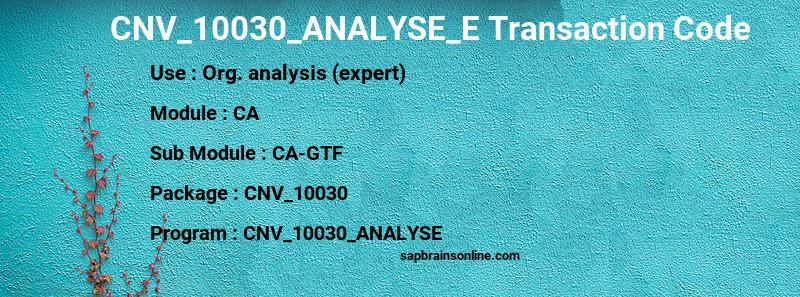 SAP CNV_10030_ANALYSE_E transaction code