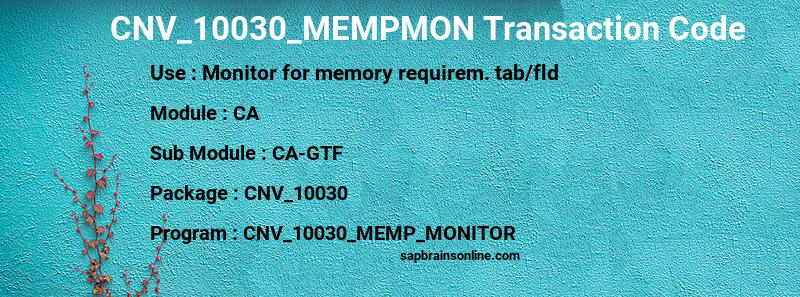 SAP CNV_10030_MEMPMON transaction code