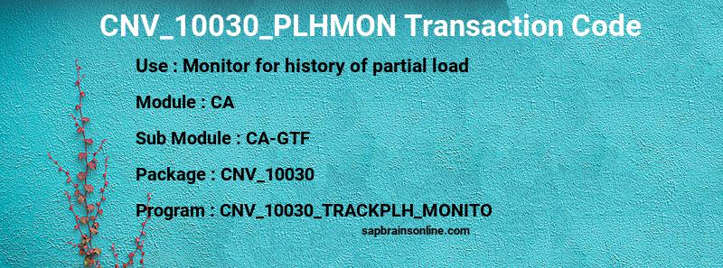 SAP CNV_10030_PLHMON transaction code