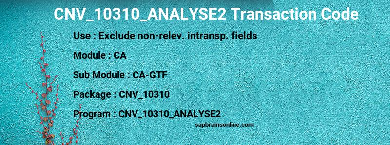 SAP CNV_10310_ANALYSE2 transaction code