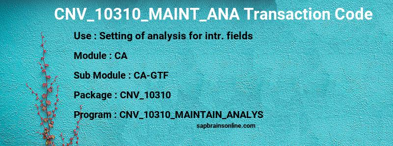 SAP CNV_10310_MAINT_ANA transaction code