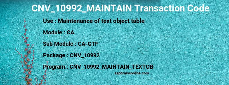 SAP CNV_10992_MAINTAIN transaction code