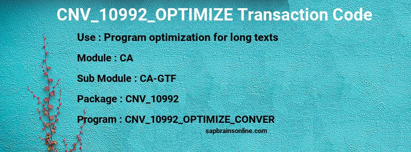 SAP CNV_10992_OPTIMIZE transaction code