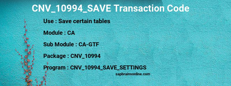 SAP CNV_10994_SAVE transaction code