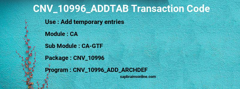 SAP CNV_10996_ADDTAB transaction code