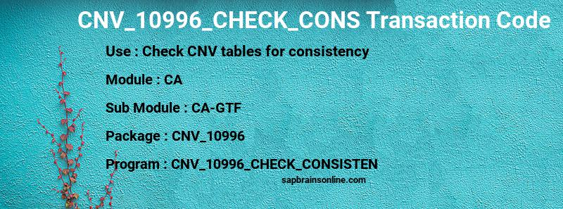 SAP CNV_10996_CHECK_CONS transaction code