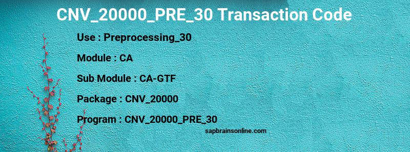 SAP CNV_20000_PRE_30 transaction code