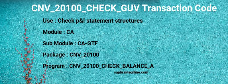 SAP CNV_20100_CHECK_GUV transaction code